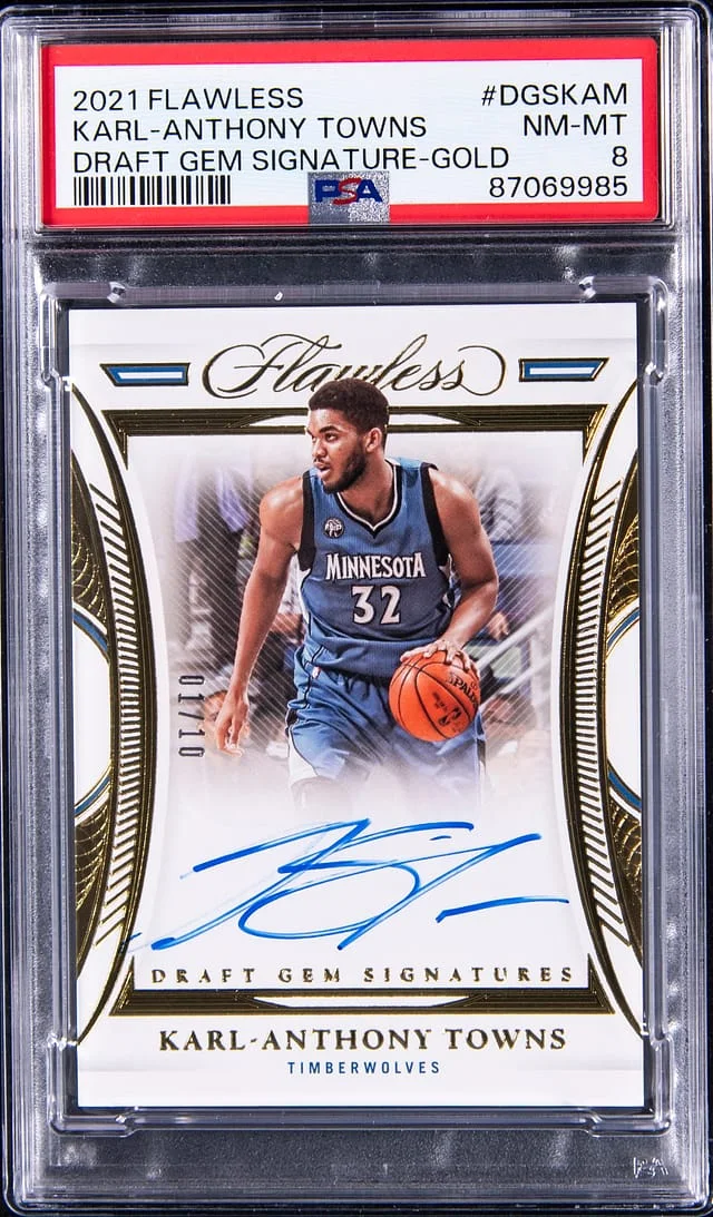 2021-22 Panini Flawless Karl-Anthony Towns Draft Gem Signatures Gold #DGSKAM card image