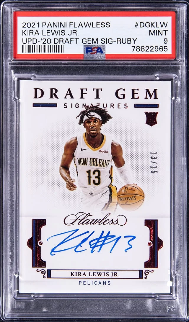 2021-22 Panini Flawless Kira Lewis Jr. Update '20 Draft Gem Signature Ruby #DG-KLW card image