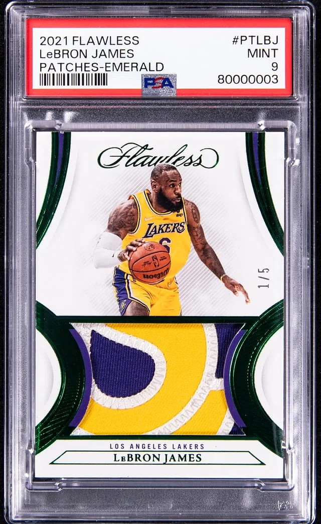 2021-22 Panini Flawless LeBron James Patch Emerald #PT-LBJ card image