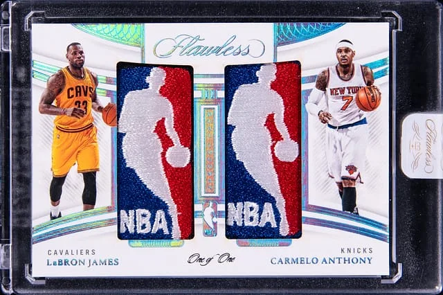 2021-22 Panini Flawless LeBron James/Carmelo Anthony Dual Logoman #DLM-JA card image