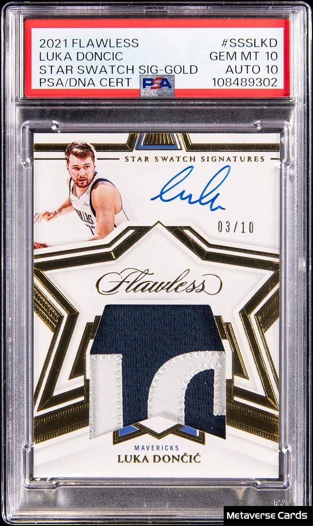 2021-22 Panini Flawless Luka Doncic Star Swatch Signatures Gold #SSS-LKD card image