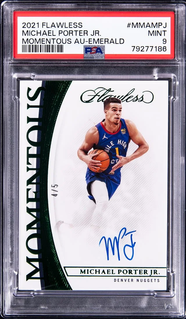 2021-22 Panini Flawless Michael Porter Jr. Momentous Autograph Emerald #MMA-MPJ card image