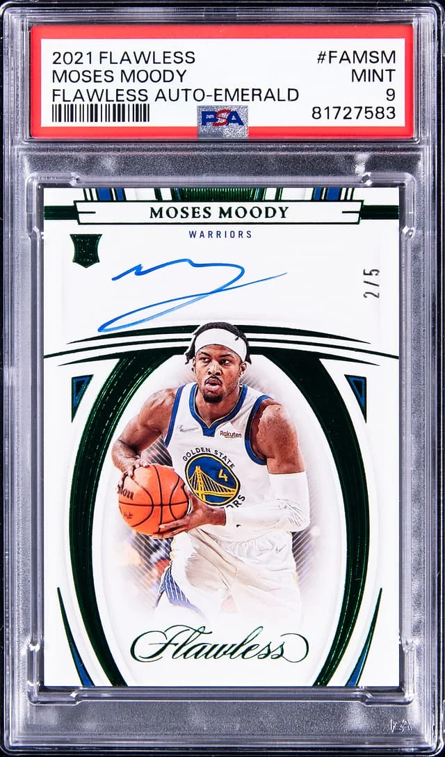 2021-22 Panini Flawless Moses Moody Autograph Emerald #FA-MSM card image