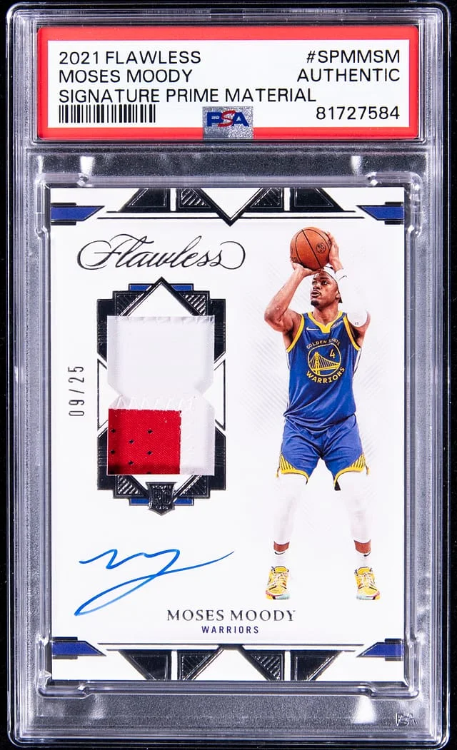 2021-22 Panini Flawless Moses Moody Signature Prime Material #SPM-MSM card image
