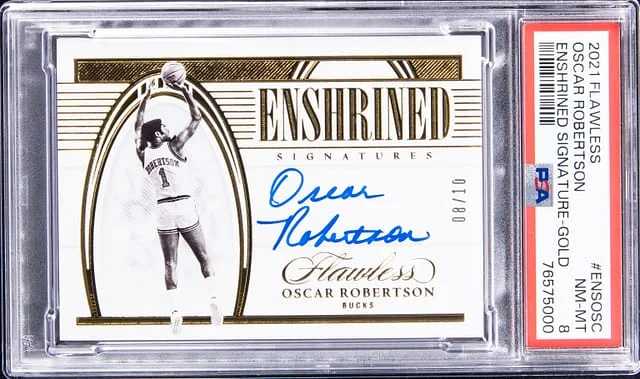 2021-22 Panini Flawless Oscar Robertson Enshrined Signature Gold #ENS-OSC card image