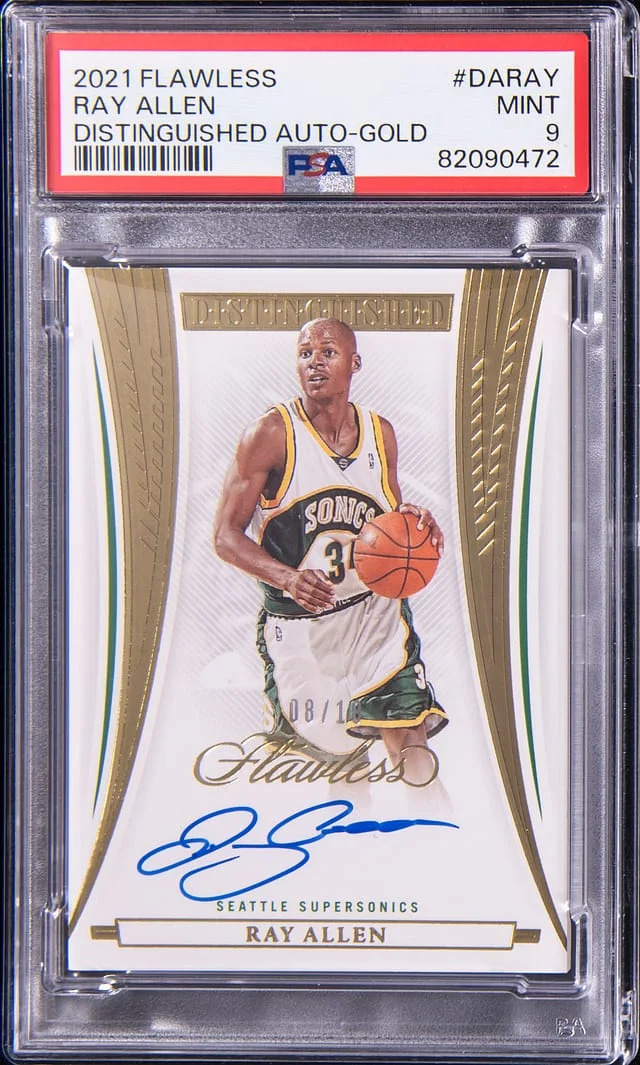 2021-22 Panini Flawless Ray Allen Distinguished Autograph Gold #DA-RAY card image
