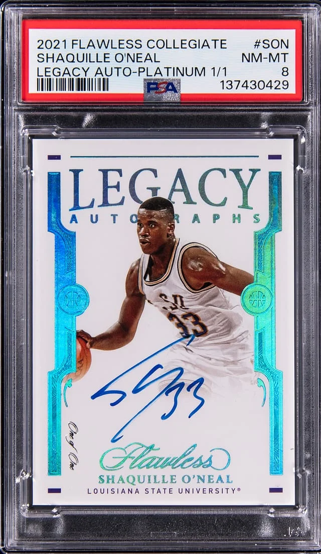 2021-22 Panini Flawless Shaquille O'Neal Collegiate Legacy Autographs Platinum #LA-SON card image
