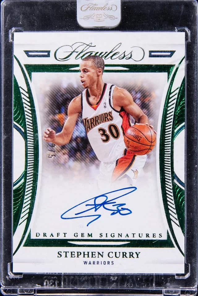 2021-22 Panini Flawless Stephen Curry Draft Gem Signatures Emerald #DGS-SCG card image
