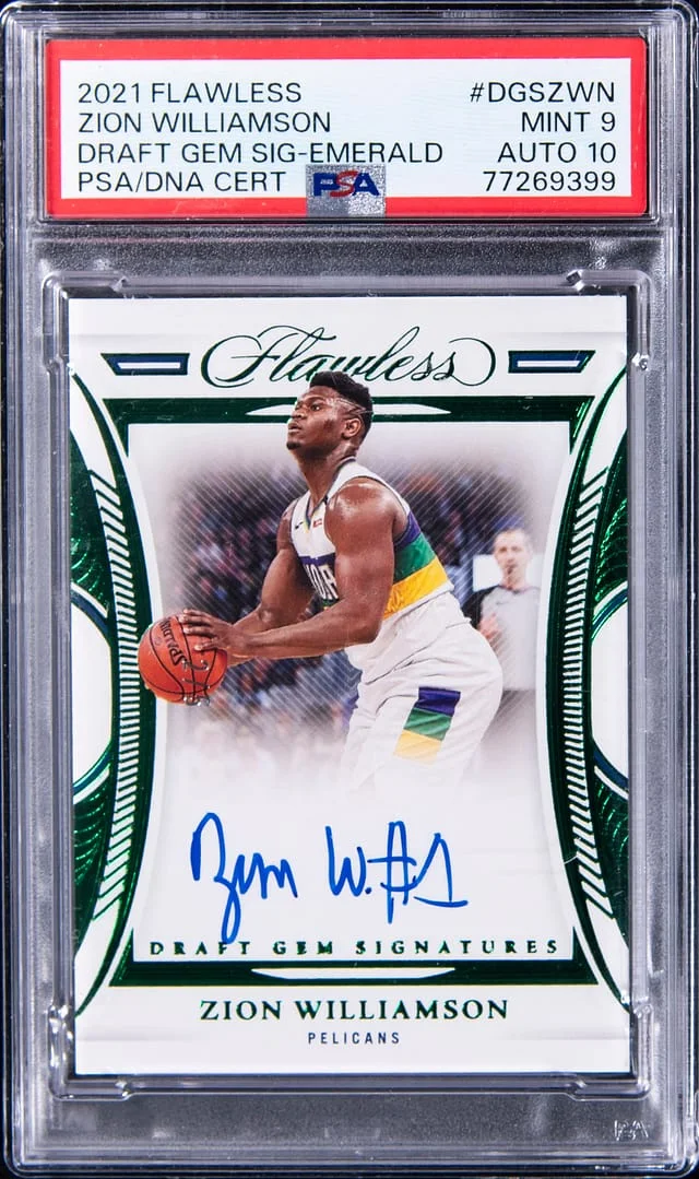 2021-22 Panini Flawless Zion Williamson Draft Gem Signature Emerald #DGSZWN card image