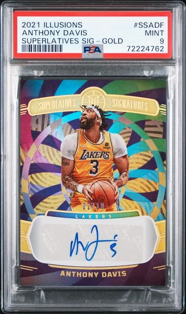 2021-22 Panini Illusions Anthony Davis Superlatives Signatures Gold #SS-ADF card image