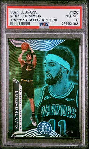 2021-22 Panini Illusions Klay Thompson Trophy Collection Teal #106 card image