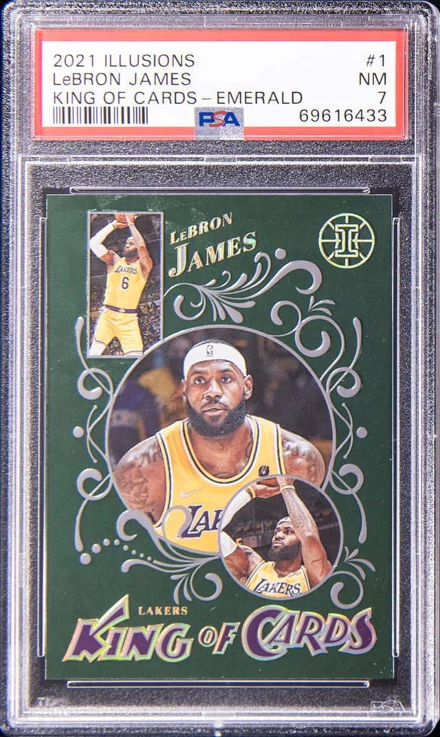 2021-22 Panini Illusions LeBron James King of Cards Emerald #1 card image