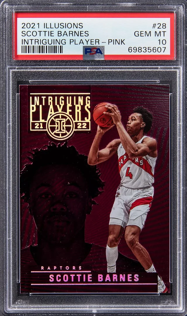 2021-22 Panini Illusions Scottie Barnes Intriguing Players Pink #28 card image