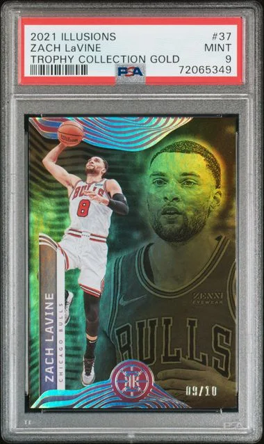 2021-22 Panini Illusions Zach LaVine Trophy Collection Gold #37 card image