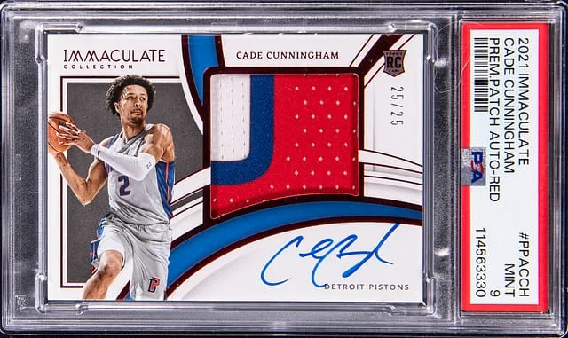 2021-22 Panini Immaculate Cade Cunningham Premium Patch Autograph Red #PPA-CCH card image