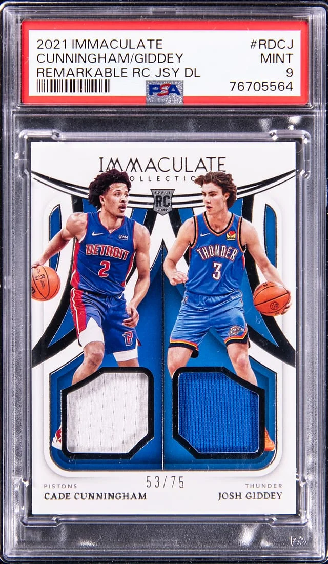 2021-22 Panini Immaculate Cade Cunningham/Josh Giddey Remarkable Jersey Double #RDCJ card image