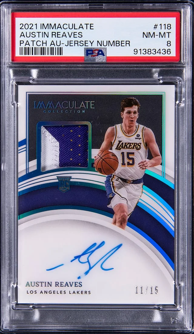 2021-22 Panini Immaculate Collection Austin Reaves Patch Autographs (RPA) Red #118 card image