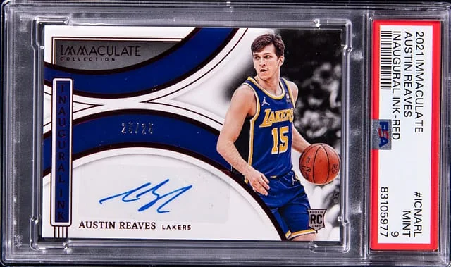 2021-22 Panini Immaculate Collection Austin Reaves Inaugural Ink Red #ICN-ARL card image