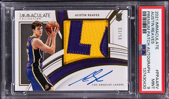 2021-22 Panini Immaculate Collection Austin Reaves Premium Patch Autographs #PPA-ARV card image