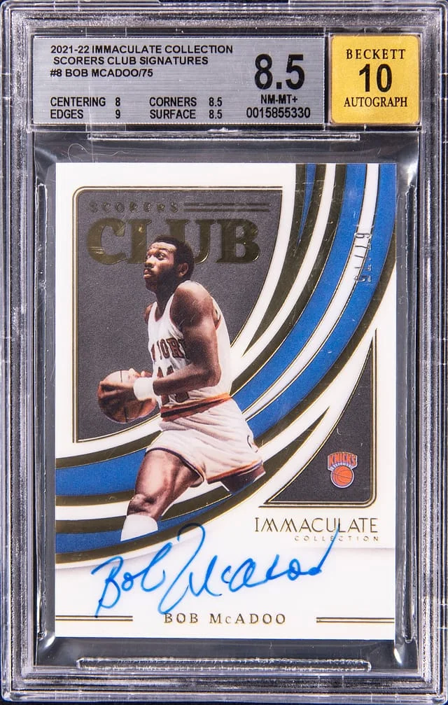 2021-22 Panini Immaculate Collection Bob McAdoo Scorers Club Signatures #SCS-BMB card image