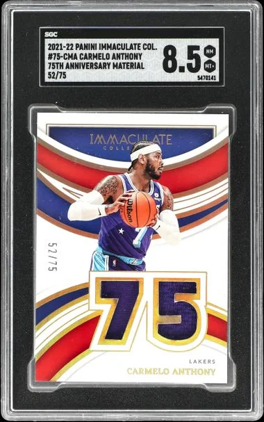 2021-22 Panini Immaculate Collection Carmelo Anthony 75th Anniversary Material #75-CMA card image