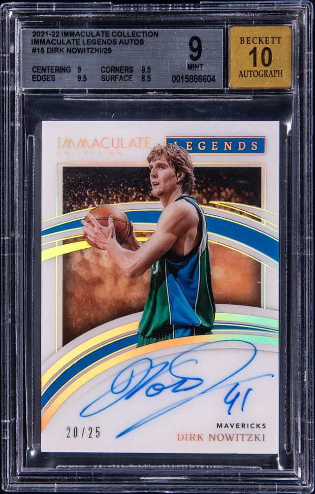2021-22 Panini Immaculate Collection Dirk Nowitzki Legends Autograph #15 card image