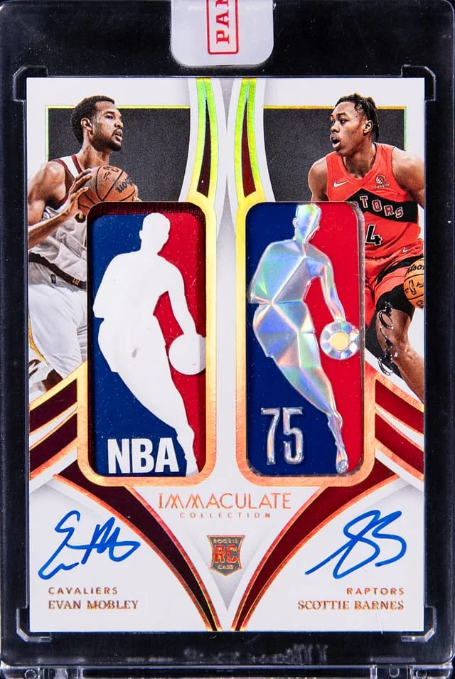 2021-22 Panini Immaculate Collection Evan Mobley/Scottie Barnes Dual Logoman Autographs #DR-EMB card image