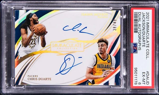 2021-22 Panini Immaculate Collection Isaiah Jackson/Chris Duarte Dual Autographs #DA-IJD card image
