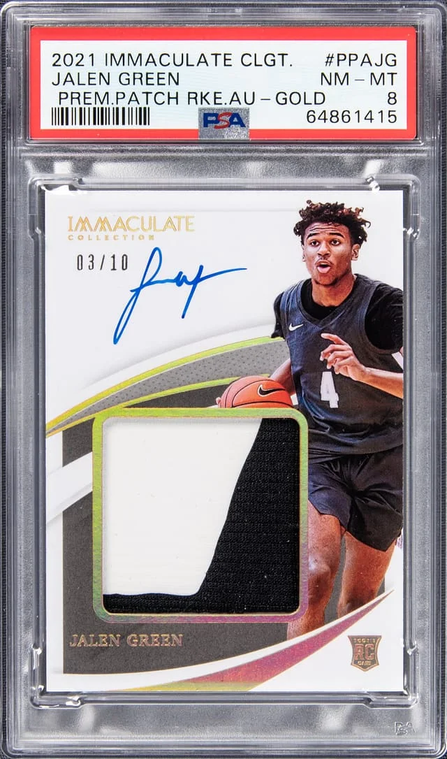 2021-22 Panini Immaculate Collection Jalen Collegiate Premium Patch Autographs Gold #JG card image