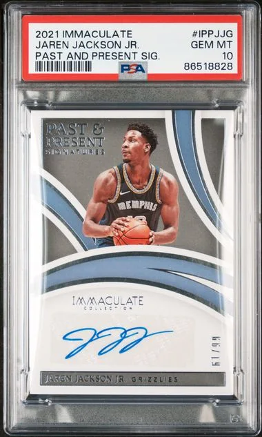 2021-22 Panini Immaculate Collection Jaren Jackson Jr. Past and Present Signatures #IPP-JJG card image