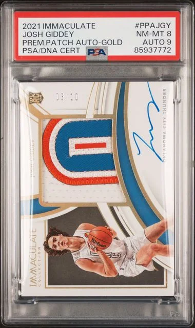 2021-22 Panini Immaculate Collection Josh Giddey Premium Patch Autographs Gold #PPA-JGY card image