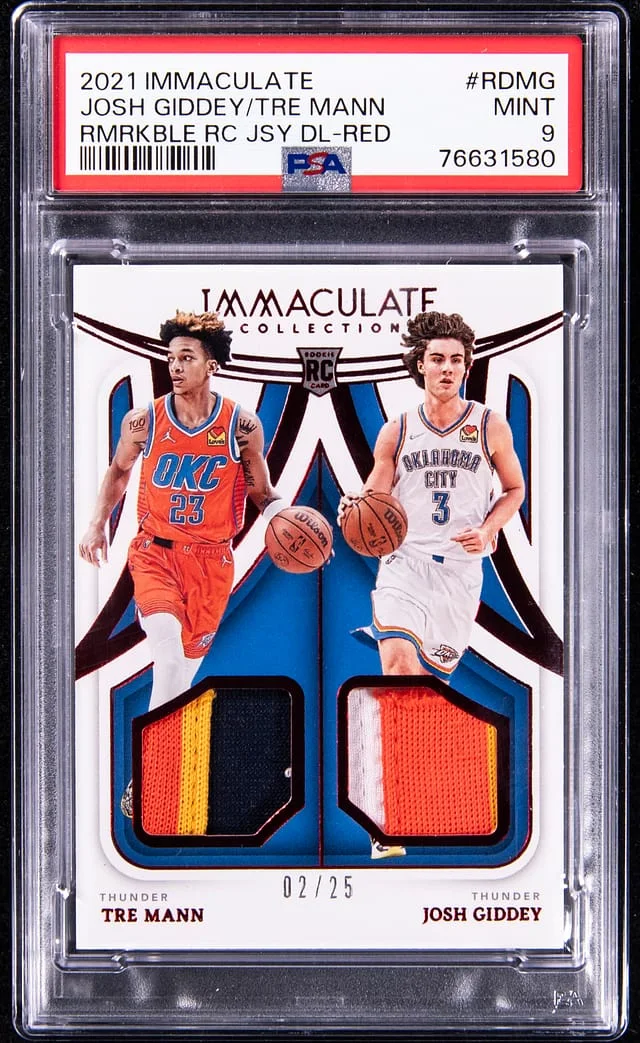 2021-22 Panini Immaculate Collection Josh Giddey/Tre Mann Remarkable Jersey Double Red #RD-MG card image