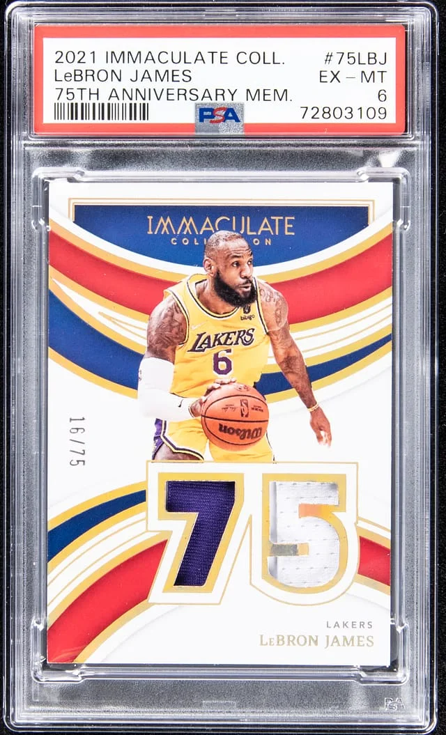 2021-22 Panini Immaculate Collection LeBron James 75th Anniversary Memorabilia #75-LBJ card image