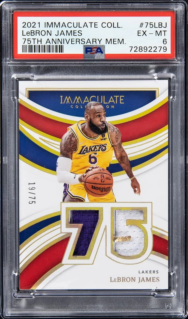 2021-22 Panini Immaculate Collection LeBron James 75th Anniversary Memorabilia #75LBJ card image