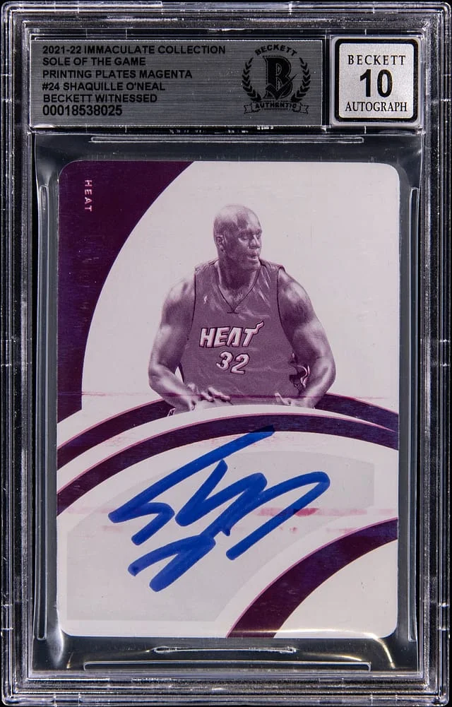 2021-22 Panini Immaculate Collection Shaquille O'Neal Sole of the Game Printing Plates Magenta #24 card image