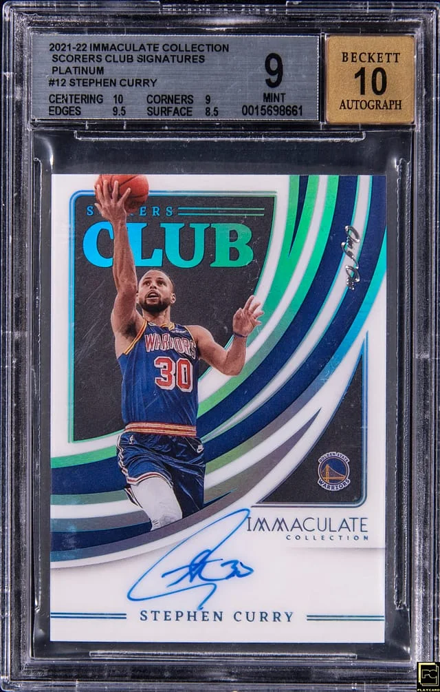 2021-22 Panini Immaculate Collection Stephen Curry Scorers Club Signatures Platinum #SCS-SCG card image