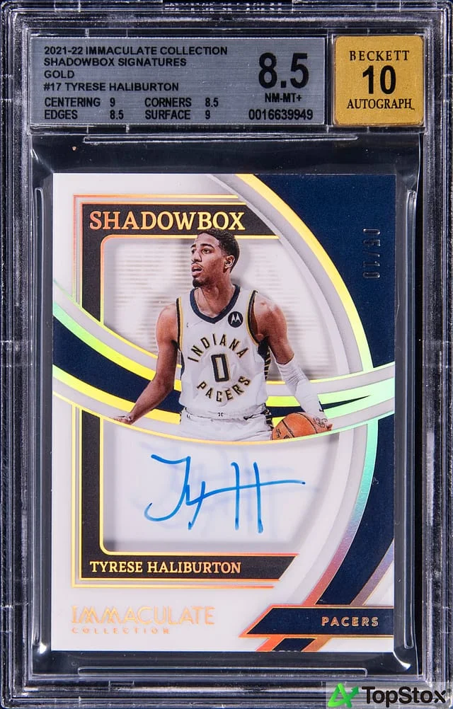 2021-22 Panini Immaculate Collection Tyrese Haliburton Shadowbox Signatures Gold #17 card image