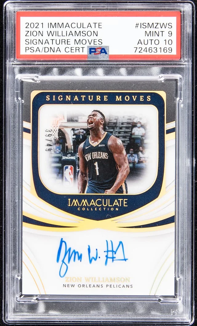 2021-22 Panini Immaculate Collection Zion Williamson Signature Moves #ISM-ZWS card image