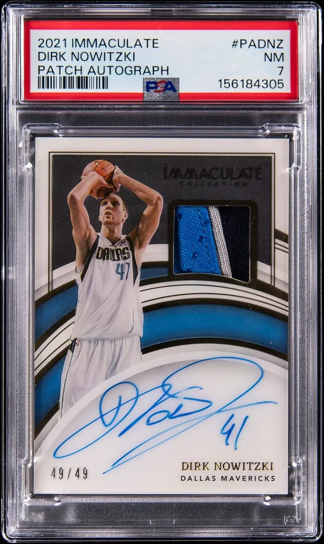 2021-22 Panini Immaculate Dirk Nowitzki Patch Autograph #PA-DNZ card image