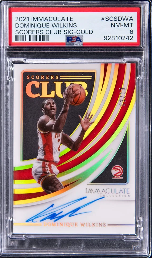2021-22 Panini Immaculate Dominique Wilkins Scorers Club Signature Gold #SCS-DWA card image