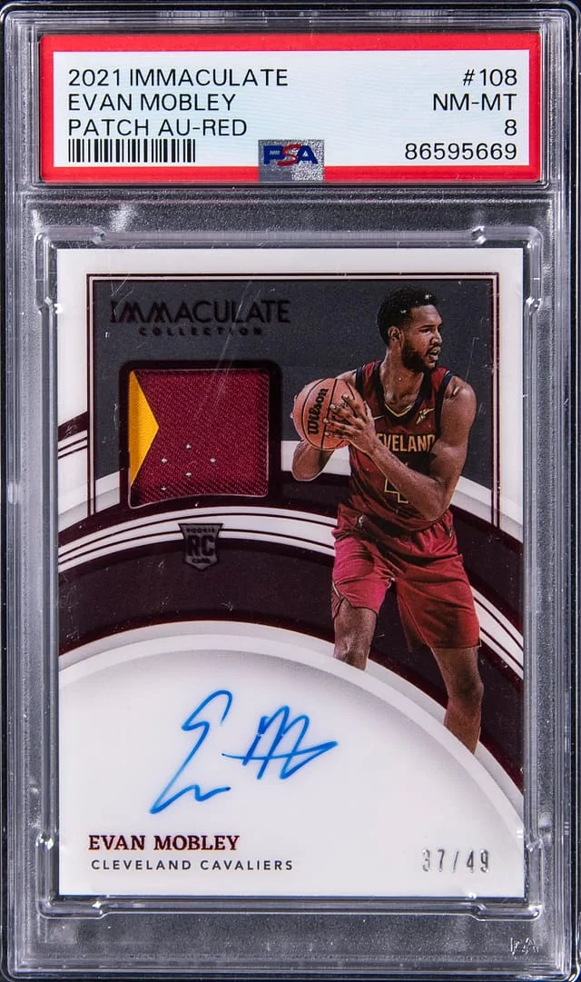 2021-22 Panini Immaculate Evan Mobley Patch Autograph (RPA) Red #108 card image