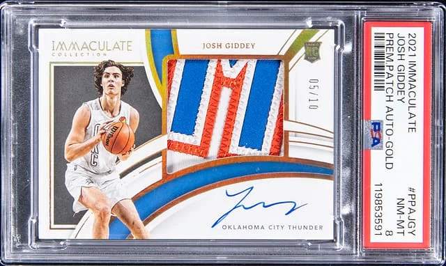 2021-22 Panini Immaculate Josh Giddey Premium Patch Autograph Gold #PPA-JGY card image