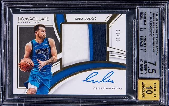 2021-22 Panini Immaculate Luka Doncic Premium Patch Autographs #PPA-LKD card image