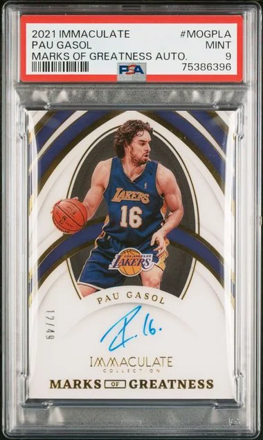 2021-22 Panini Immaculate Pau Gasol Marks Of Greatness Autographs #MOG-PLA card image