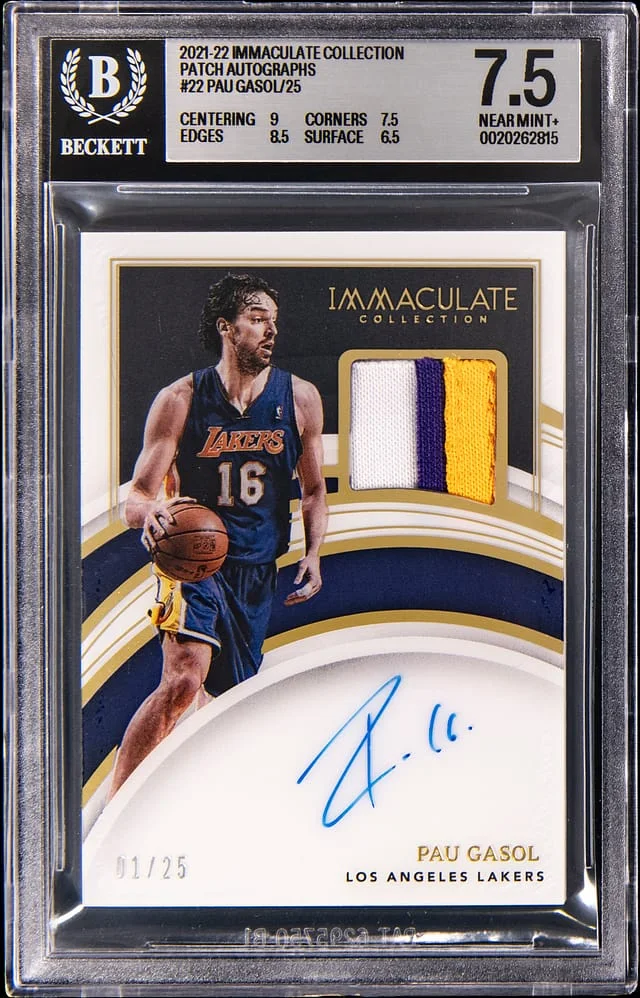 2021-22 Panini Immaculate Pau Gasol Collection Patch Autographs #PA-PAU card image