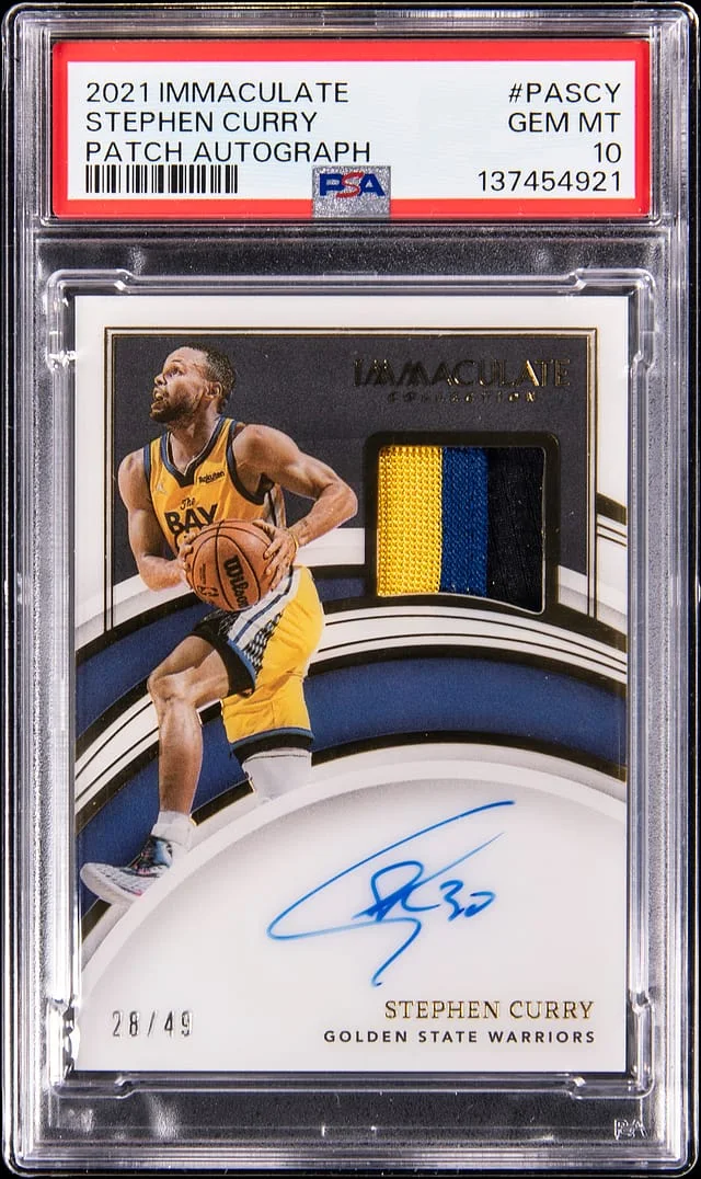 2021-22 Panini Immaculate Stephen Curry Patch Autograph #PA-SCY card image