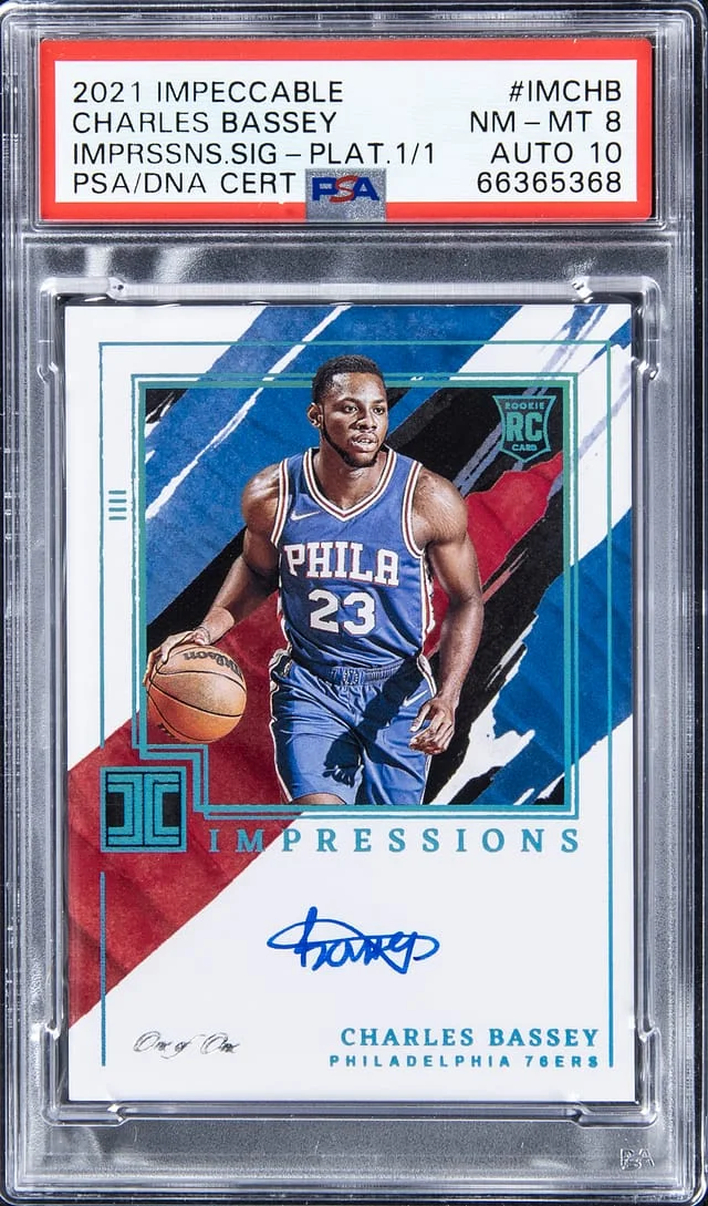 2021-22 Panini Impeccable Charles Bassey Impressions Signature Platinium #IM-CHB card image