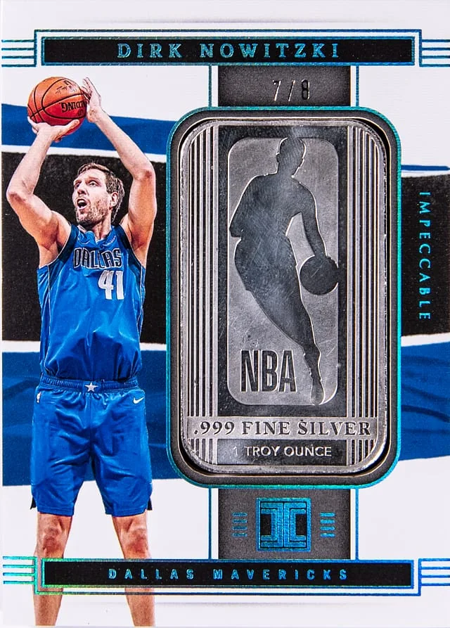 2021-22 Panini Impeccable Dirk Nowitzki NBA Silver Bar Platinum #31 card image