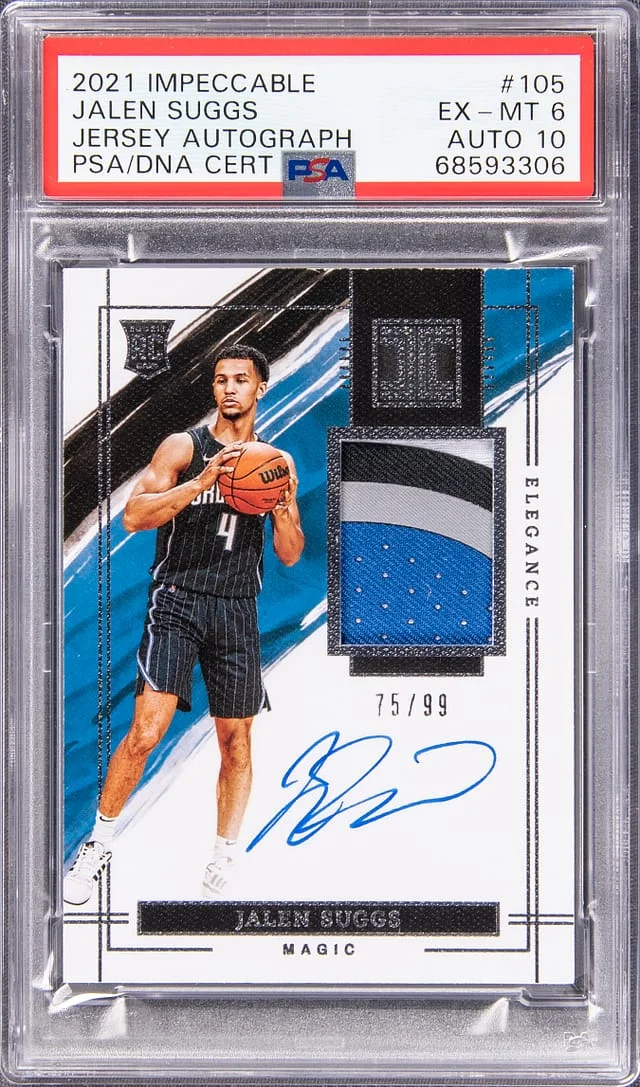2021-22 Panini Impeccable Jalen Suggs Patch Autograph (RPA) #105 card image