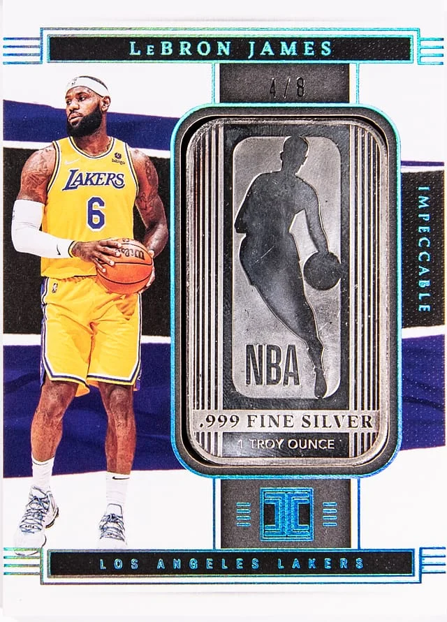 2021-22 Panini Impeccable LeBron James Silver Bar Fine Silver Bar #6 card image